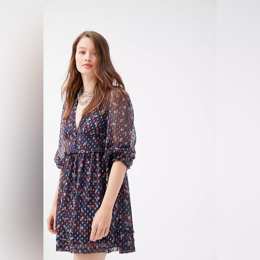 Urban Outfitters UO Printed Chiffon Mini Dress (D4)